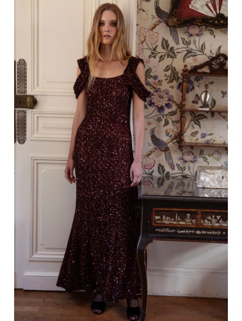 NIDODILEDA Sutton Dress Μπορντώ Παγέτα Φόρεμα LIMITED